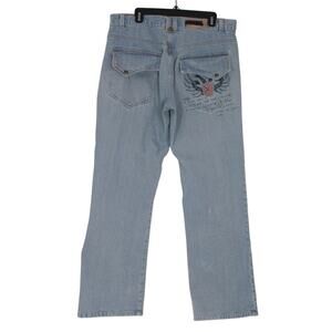 Vintage Y2K Baggy Skater Embroidered Grunge Denim Jeans Pants Mens 38